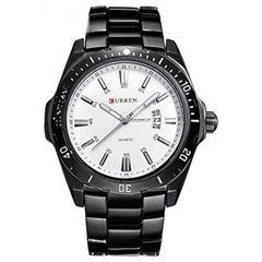 CURREN 8110 Men Japan Quartz Movement Leather Watch Stainless Steel Sport Wrist Watch Relogio Masculino Gift - black white