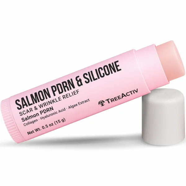 TreeActiv Silicone Scar Stick Lightweight Silicone Balm with Salmon PDRN, Hyaluronic Acid & Algae Extract Easy-to-Use Scar Care Stick for Smoother Looking Skin, 0.5 oz