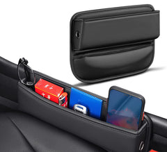 EOPTIFY Leather Car Seat Gap Filler And Seat Storage Box, Side Car Seat Organizer For Phone Glasses, Card And Car Key - Universal Car Gap Filler For Small Items, Automotive Interior Accessories