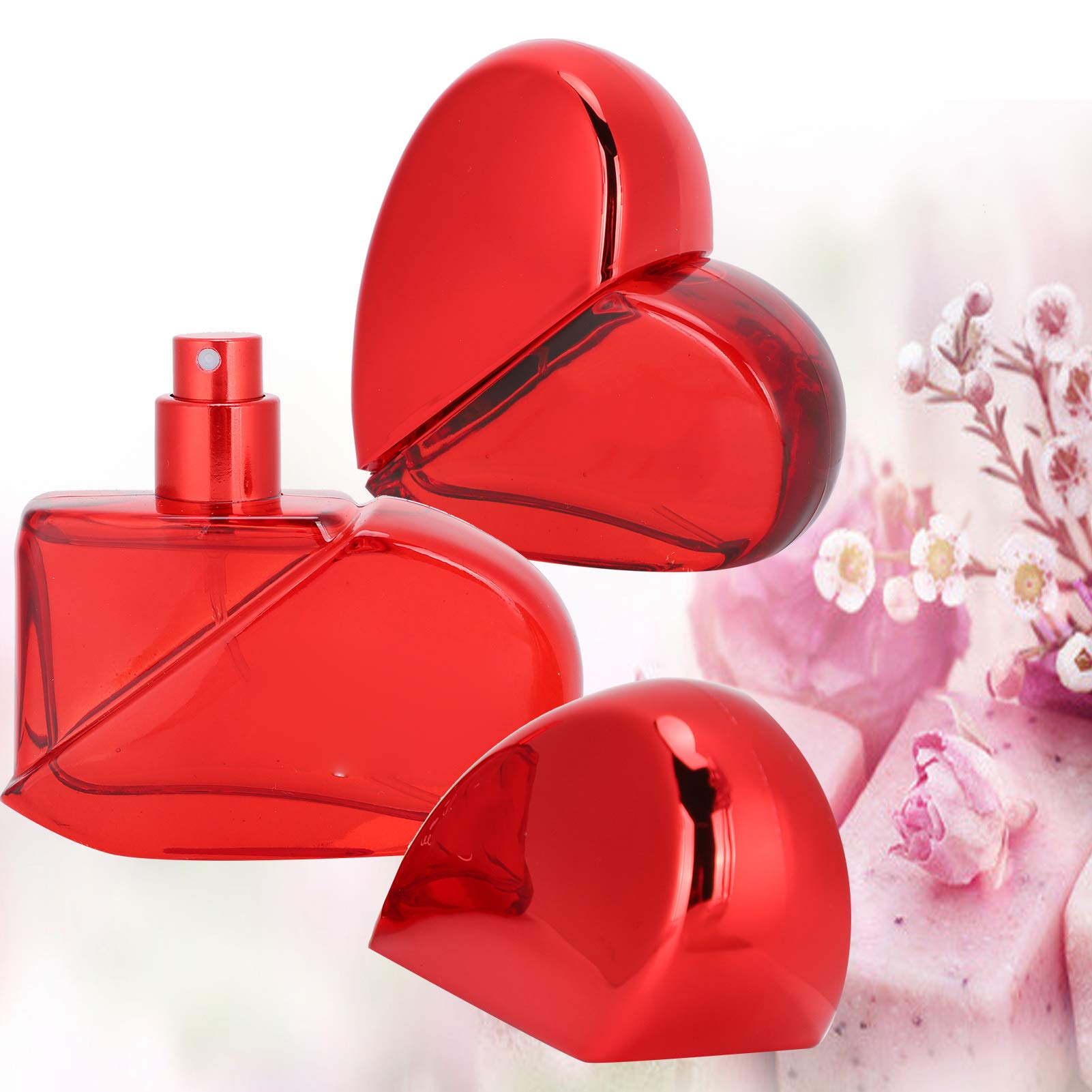 2pcs 50ml Eau de Parfum for Women Red Heated Shape Refillable Perfume Natural Flower Fragrance Lasting Lady Perfume for Party Date