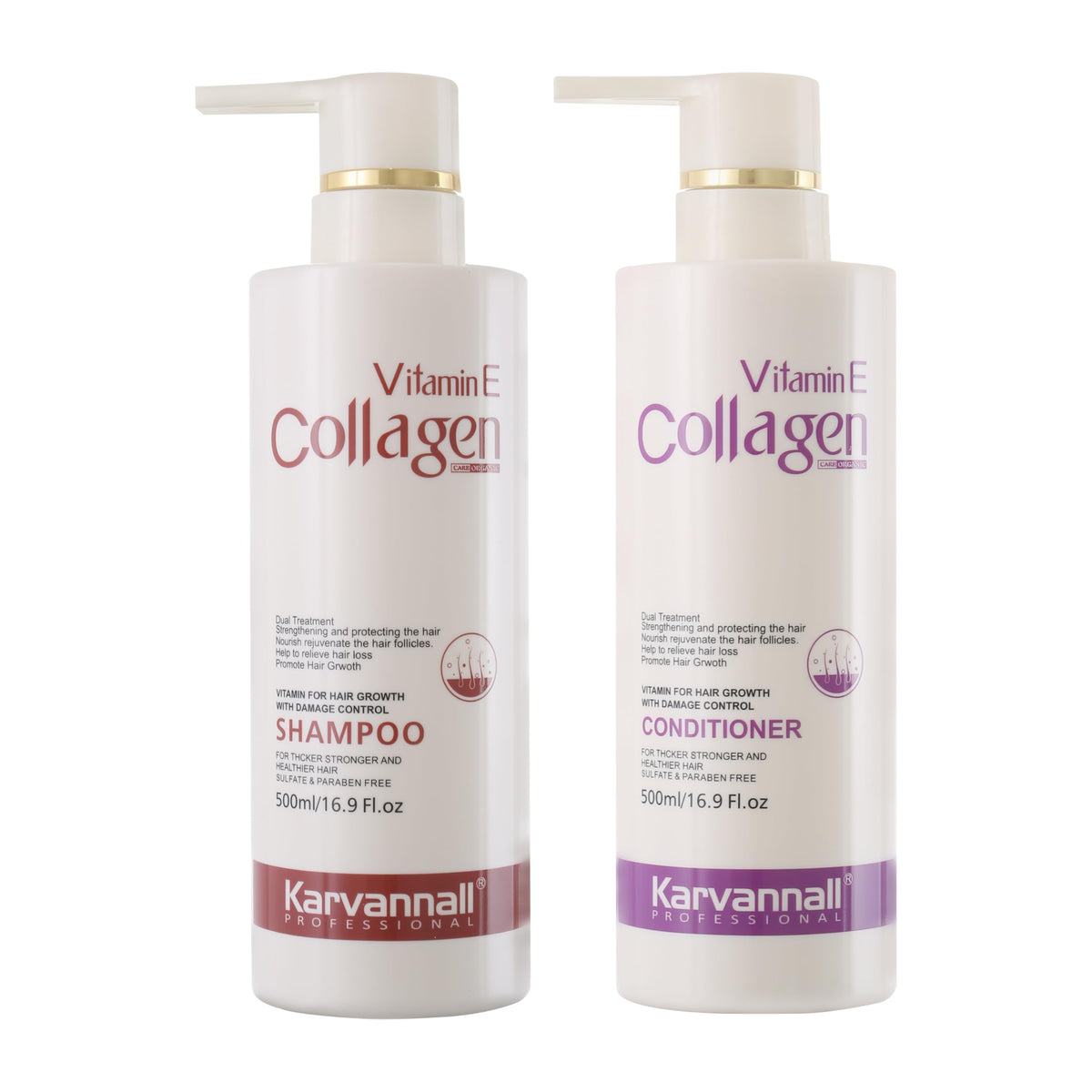 Vitamin E Collagen Hair Conditioner, 500ml, Anti Hair Loss Conditioner and Repairing Treatment, Sulphate and Paraben Free 16.9 oz