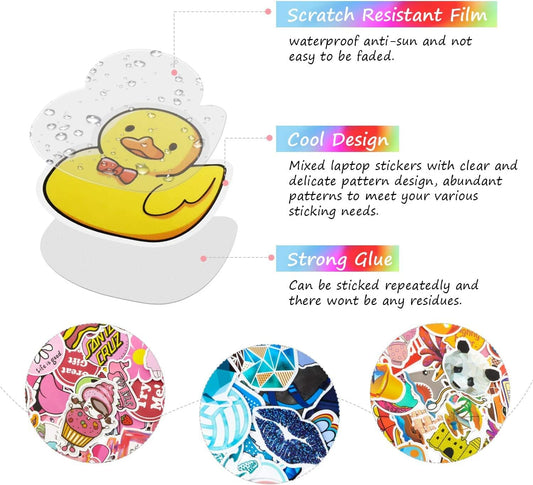 Mumoo Bear 300 Pieces Mixed Stickers for Water Bottles, Vinyl Waterproof Laptop Stickers Aesthetic Cute Colorful Stickers Laptop Luggage Skateboard Computer Stickers for Teens Girls Kids Boys