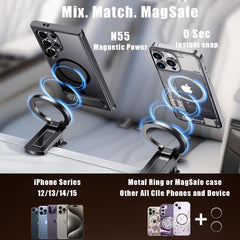 Angju Travel Essentials for Foldable MagSafe Airplane Phone Holder, Universal Hands-Free Plane Phone Holder Travel Essentials for Car, Portable Travel Accessories for iPhone 15/14/13/12 & Magsafe Case