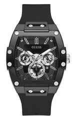 GUESS US Black and Silver-Tone Multifunction Watch, one
