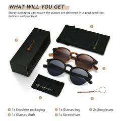 SUNGAIT Women's Classic Vintage Round Polarized Sunglasses Retro Style UV400 SGT166
