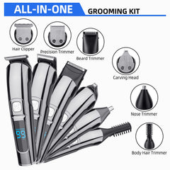 AMINAC Professional Cordless Hair Clipper, 11 in 1 Hair Trimmers for Men, Multifunctional Mens Grooming Kit for Beard, Face, Nose, and Ear Hair Trimmers Waterproof USB Rechargeable