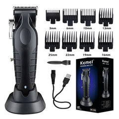 Kemei km 2296 Professional Cordless Hair Clippers for Men, Rechargeable Hair/Beard Trimmers with Base, Adjustable Haircut Machine for Stylists and Barbers Grooming Kit