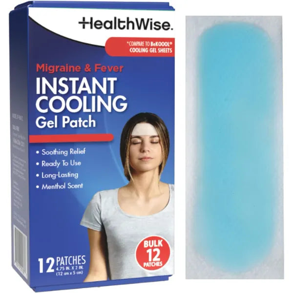 HealthWise Instant Cool Migraine & Fever Gel Patch, 12 Count