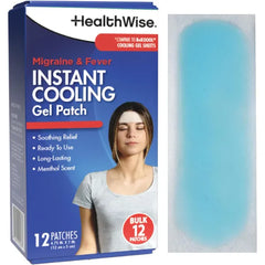 HealthWise Instant Cool Migraine & Fever Gel Patch, 12 Count