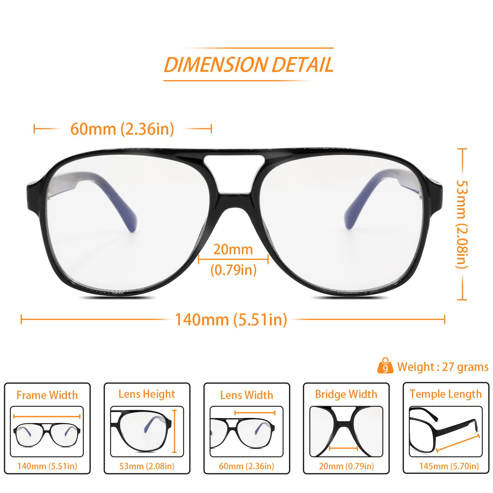 Freckles Mark Vintage Retro 70s Sunglasses for Women Men Classic Large Squared Aviator Frame UV400 Trendy Orange Glasses
