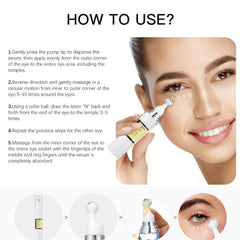 Snail Peptide Eye Serum, Mucin Eye Cream, Under Eye Roller Cream to Reduce Dark Circles Puffiness Wrinkles Fine Lines, Niacinamide Eye Essence with 360° Massage Ball, Roll-On for Moisturizing Firming