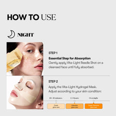 VT COSMETICS Vita-Light Reedle Shot 100 2-Step Hydrogel Mask(34.5gx4ea), Intensive Glowing, Exosome Glutathione Face Mask, Overnight Melting Mask, Korean Facial Mask