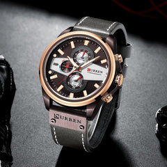 CURREN 8394 Casual Sport Watches for Men Top Brand Luxury Military Leather Wrist Watch Man Clock Fashion Chronograph Wristwatch - GRAY