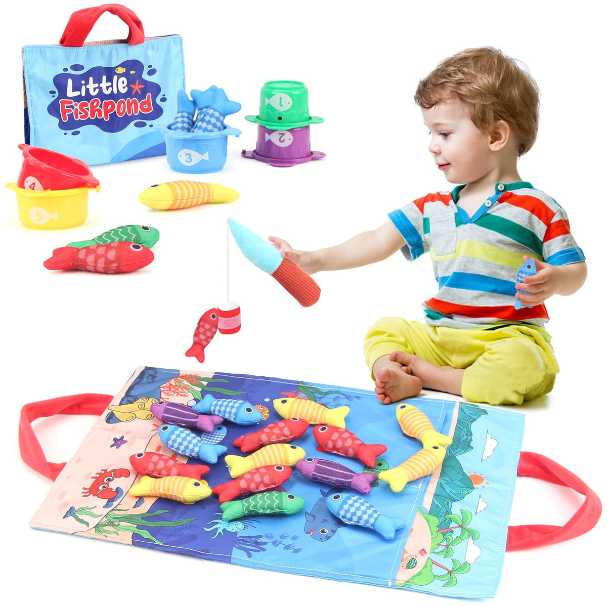 Jenilily Montessori Toys for Year Old, Cloth Fishing Game, Boy