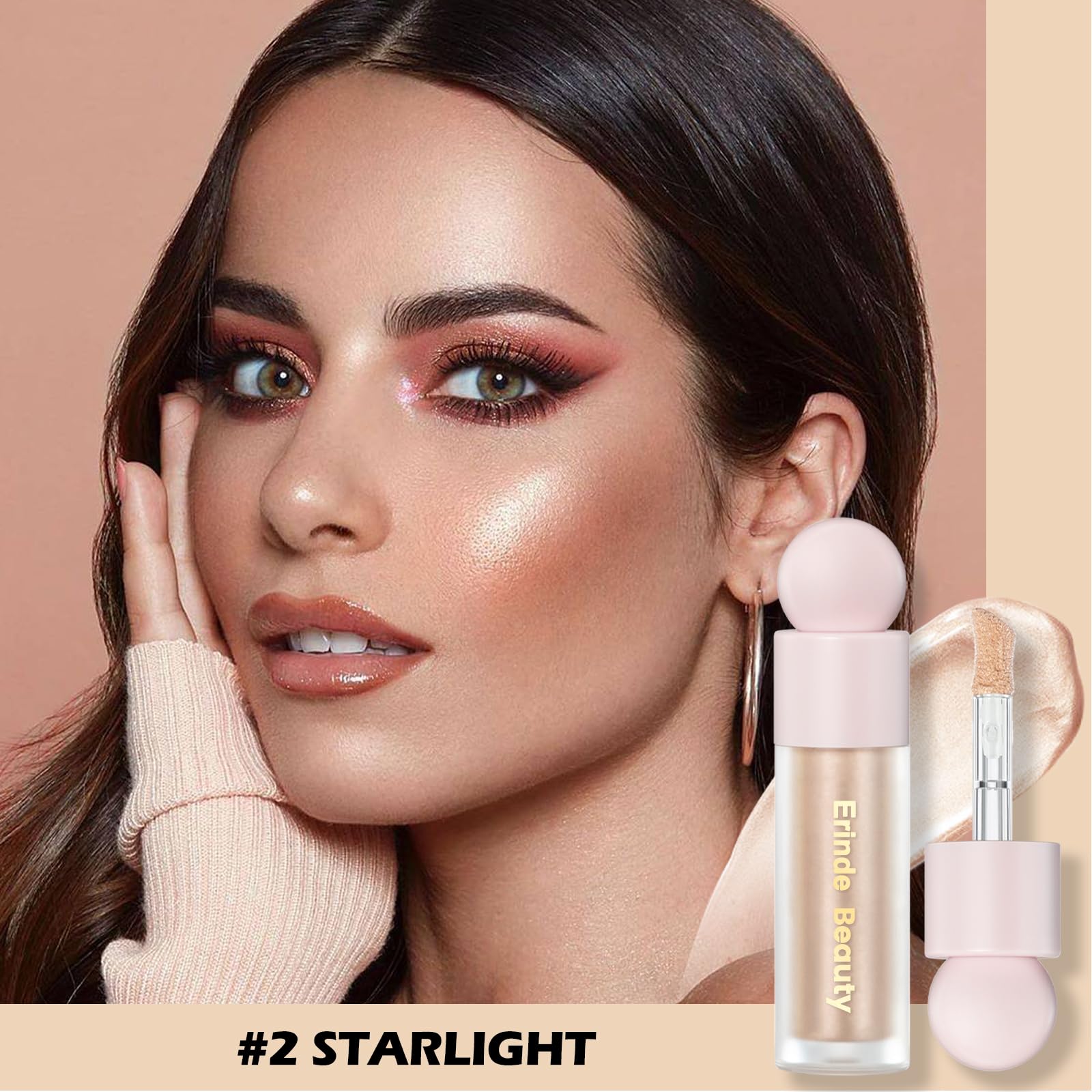 Erinde Liquid Highlighter Makeup, Shimmer Cream Highlighter, Natural Light Face Highlighter, Brightening Liquid Highlight, Face Body Glow Makeup, Glow Drops Makeup, Highlighter Makeup