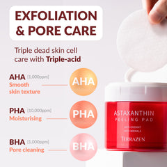 TERRAZEN Korean Face Skin Care Astaxanthin Peeling Pads 60pcs - Anti Aging & Rejuvenating with Peptide Amino Acid Gentle Peel Facial Pads