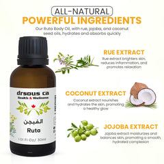Drsous Ca Organic Ruta Essential Oil 30ml | 100% Pure Cold Pressed Ruta Graveolens Therapeutic Grade Oil for Skin care, Relaxation & Wellness | Made in Palestine