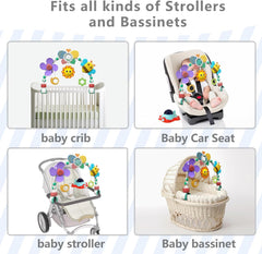Musical Baby Stroller Arch Toys, Travel Car Seat Toys, Baby Play Arch Crib Accessory Toys,Travel Arch Bassinet Toys for Infant & Toddlers, Pram Activity Arch Bar Toys for Babies Infants ﻿