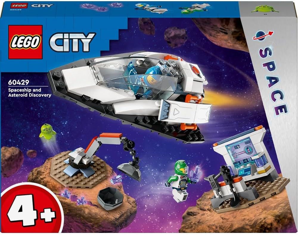 LEGO City Spaceship and Asteroid Discovery Set, Space Station Toy for 4 Plus Year Old Boys & Girls, with an Alien Figure and 2 Astronaut Minifigures for Pretend Play, Gift for Preschool Kids 60429