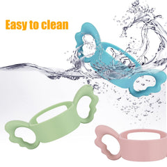 Nuanchu 4 Pieces Kids Silicone Bottle Handles Wide-Neck Baby Bottle Handle Silicone Bottle Handles for Baby's Small Hand Design