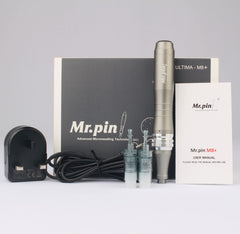 Advanced Dermapen Mr.Pin Ultima M8 Plus Original - Wireless With 20 Different Cartridges for Skin Care, Acne scars Removal, Anti Aging, and Hair Loss
