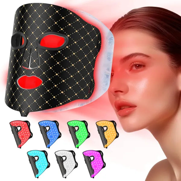 NOORUZ LED Light Therapy Facial Mask, Rechargeable LED Photon Face Mask for Face, Skin Tightening & Radiant Glow, Professional Home Skincare Device Black