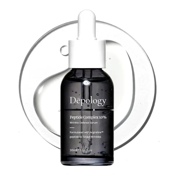 Depology Peptide Complex 10% Wrinkle Defense | Argireline Peptide Serum | Hydrating Face Serum Targets Dynamic Wrinkles | Vitamin C & Hyaluronic Acid Serum 1.01 fl oz