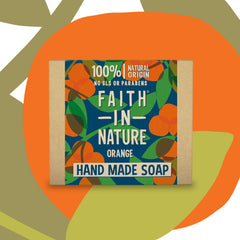 Faith in Nature | 100 g | Orange Handmade Soap | 100% Natural Origin | Detoxifying | No SLS or Parabens | Vegan & Cruelty-Free Skincare