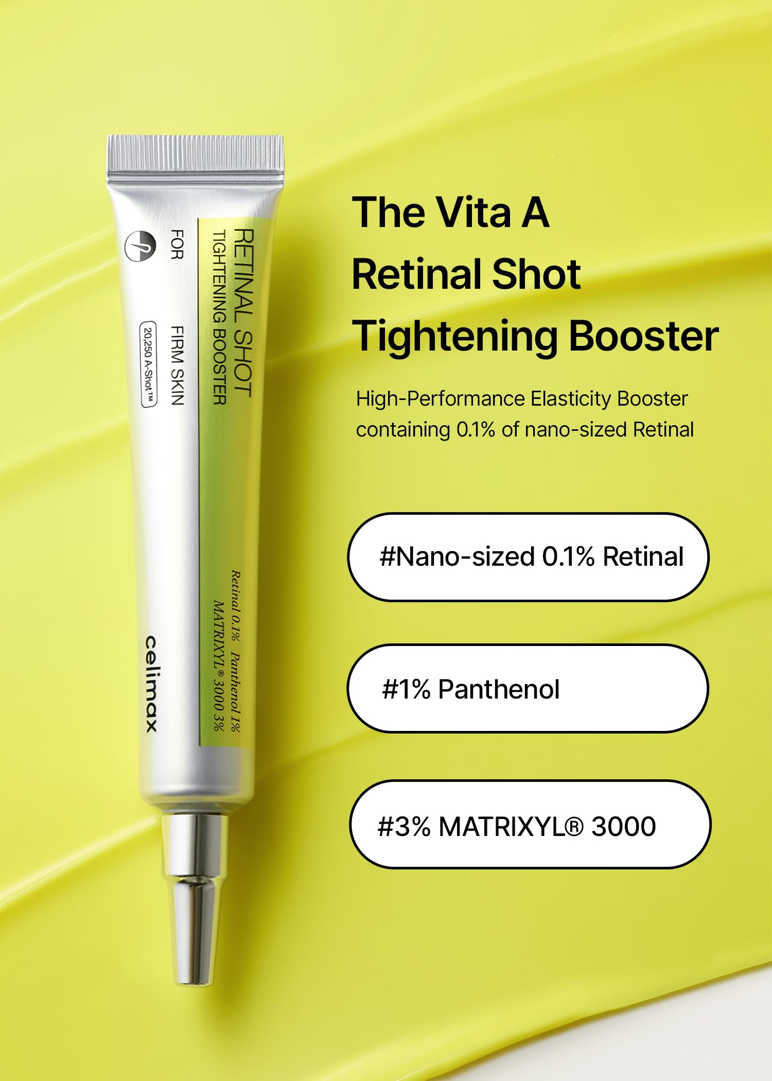 celimax The Vita A Retinal Shot Tightening Booster | with Liposomized Retinal, Matryxyl, Pore Minimizer, Wrinkles & Fine Lines, Firmer Skin - 15ml