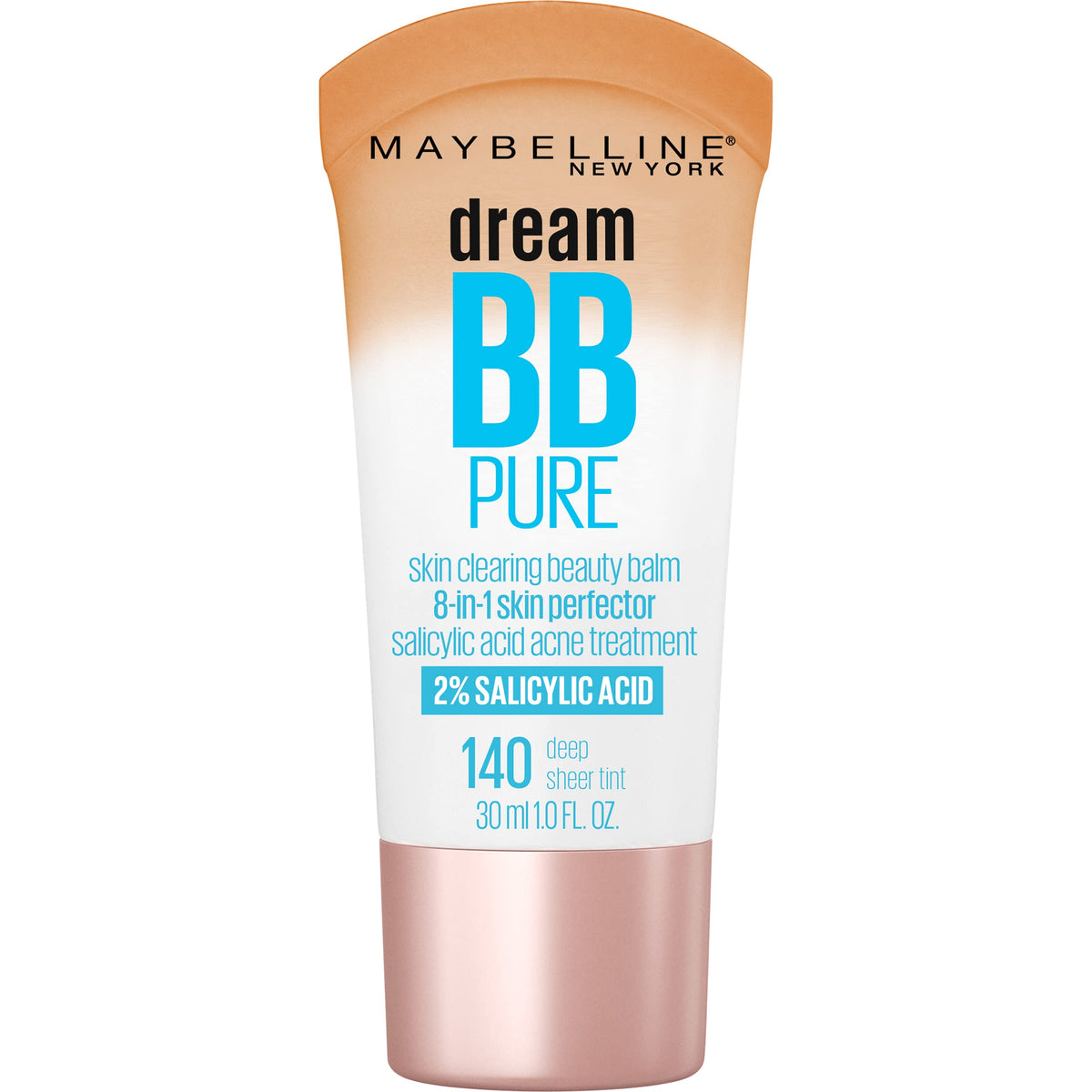 Maybelline New York Dream Pure Skin Clearing BB Cream, 8-in-1 Skin Perfecting Beauty Balm With 2% Salicylic Acid, Sheer Tint Coverage, Oil-Free, Deep, 1 Count