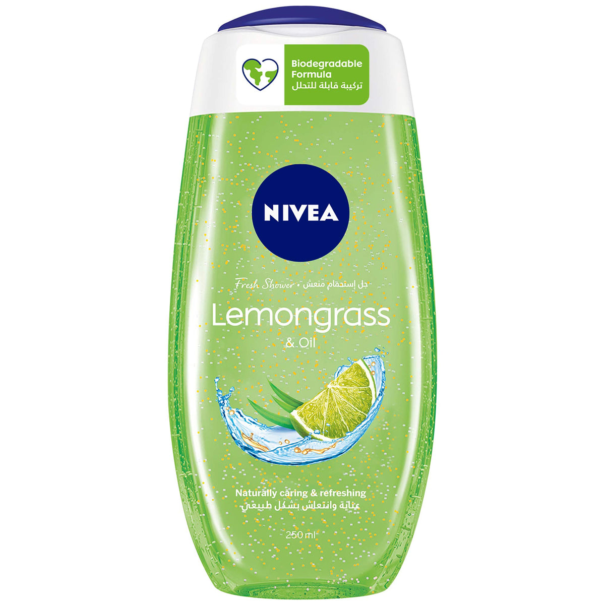 NIVEA Shower Gel Body Wash, Lemongrass & Oil Caring Oil Pearls Lemongrass Scent, 250ml