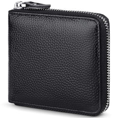 Huztencor Zipper Wallet Men RFID Blocking Leather Bifold Credit Card Wallets (FBA) - Black