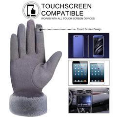 Winter Gloves for Women, Warm Touchscreen Glove Windproof Elastic Texting Gloves, Soft Lining Gloves for Ladies Sports Driving- Grey