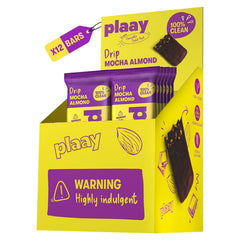 Plaay Mocha Almond Chocolate Bar – Box of 12, Rich Dark Chocolate with Almonds and Coffee, Vegan, 100% Clean Ingredients, Gluten and Guilt-Free Indulgent Snack – 12 x 35g