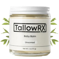 TALLOWRX Baby Balm for Delicate Skin – All-Natural, Moisturizing & Soothing Cream with Grass-Fed Beef Tallow, Organic Jojoba & Organic Vitamin E – For Newborns, Infants & Toddlers (4oz, Unscented)
