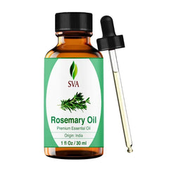 SVA ORGANICS Rosemary Essential Oil – 1 Fl Oz, 100% Natural Rosemary Oil for Hair, Face, Skin Care, Diffuser, Aromatherapy, Scalp, Body Massage, Soap and Candle Making with Dropper