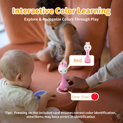 Alilo – Smarty Shake & Tell Rattle, R1 - Smarty Pink | Shake & Tell Rattle, Music, Stories, & Color Learning for Babies | Hi-Fi Sound, Light-Up Ears, USB Charging | 0+