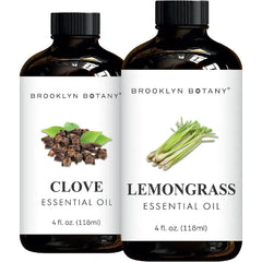Brooklyn Botany Clove & Lemongrass Essential Oils 4 Fl Oz Pack of 2 100% Pure & Natural Uplifting & Cleansing Aromatherapy Blend
