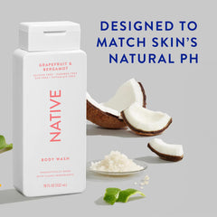 Native Body Wash Contains Naturally Derived Ingredients | For Women & Men, Sulfate, Paraben, & Dye Free Leaving Skin Soft and Hydrating | Grapefruit & Bergamot 18 oz - 2 Pk