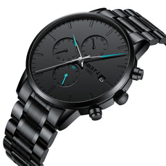 NIBOSI Men's Watches Analog Minimalist Black/Blue Dial Watches for Men Business Chronograph Military Casual Wrist Watches Stainless Steel Strap Date