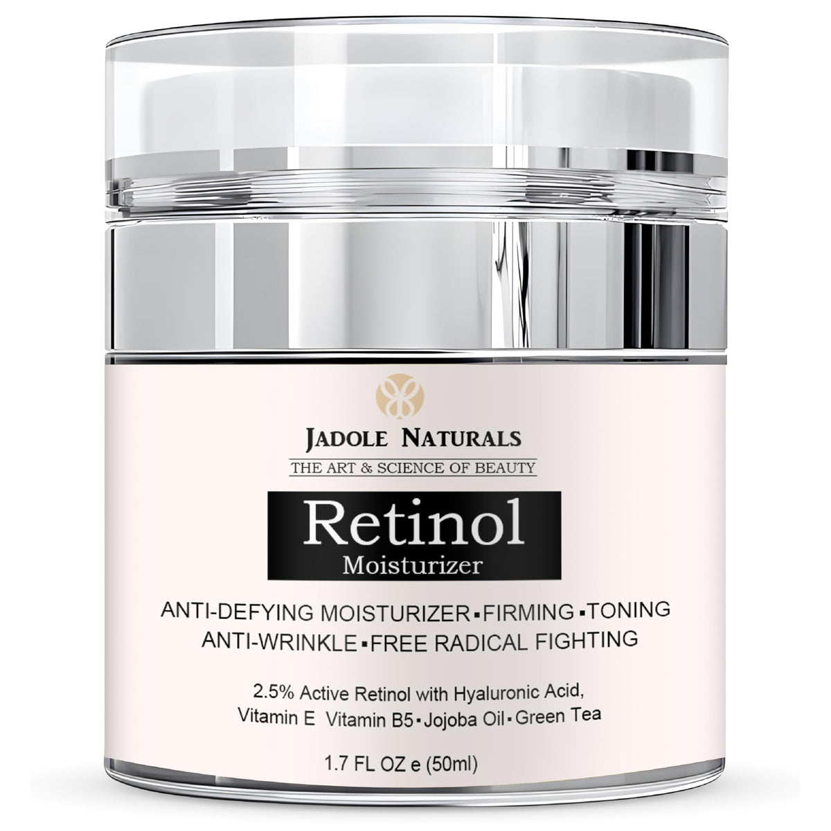 Jadole Naturals Beauty Retinol Moisturizer Cream- 50ml | For Face & Eye Firming, Toning, Anti- Wrinkle, Free- Radical Fighting With Hyaluronic Acid, Vitamin E, Vitamin B5 | For All Skin Types