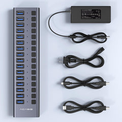 ACASIS Powered 16 Ports USB 3.2 Hub, 10Gbps Data Transfer, 96W Adapter