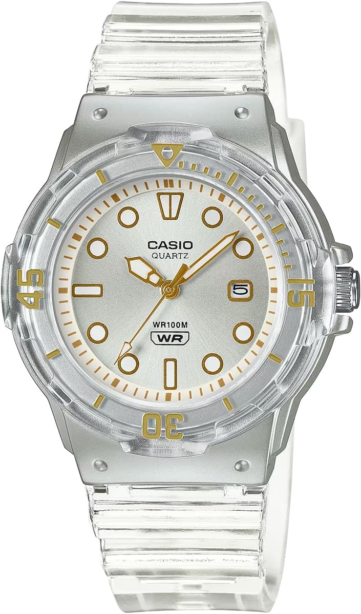 Casio Womens Quartz Watch, Analog Display and Resin Strap Clear