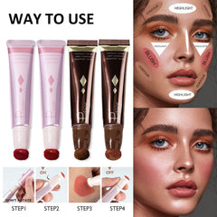 Cream Contour Stick - Liquid Contour Beauty Wand - Cream Contour Bronzer Stick - Blendable Matte Finish Face Shades Pencil, Long Lasting & Smooth Lightweight
