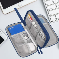BOVKE Electronic Organizer Travel Cord Organizer Tech Accessories Travel Case Cable Organizer Bag Pouch Double Layer Charger Case for Charging Cables, Charger, Phone, Earbuds, Power Bank,blue