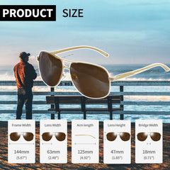 Joopin Polarized Sunglasses for Men, Classic Military Rectangular Sun Glass with Metal Frame UV Protection
