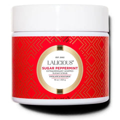LaLicious Sugar Peppermint Extraordinary Whipped Sugar Scrub - Cane Sugar Body & Foot Scrub, Exfoliating & Moisturizing Skin Care with Coconut Oil & Honey, No Parabens (16oz)