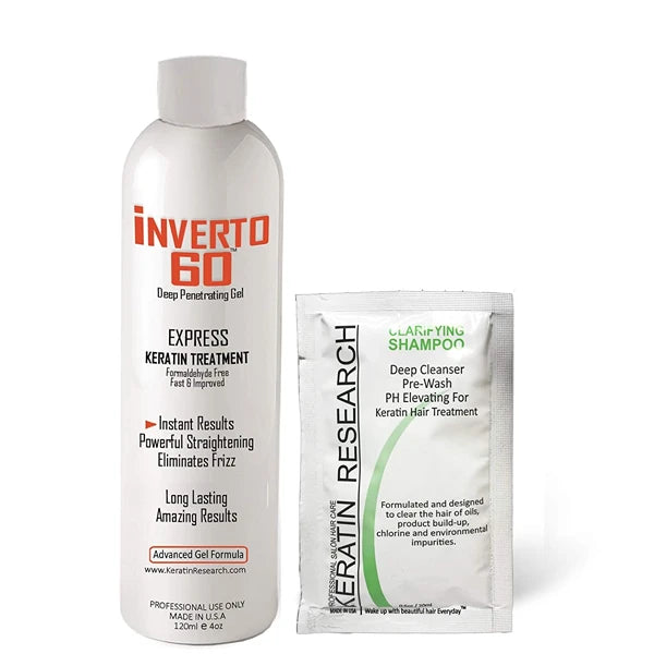KERATIN RESEARCH INVERTO 60 Advanced Gel Complex Brazilian Keratin Blowout - Formaldehyde-Free Smoothing and Repairing Treatment for Curly, Damaged Hair