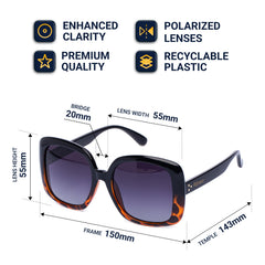 Flaneur Stylish Polarized Sunglasses for Women & Men Square-Frame - UV Protection, Lightweight, Scratch-Resistant, Trendy Eyewear & Accessories for Ladies UV400