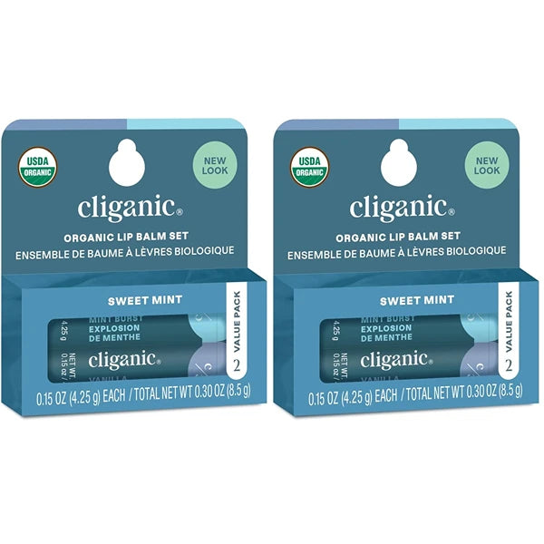Cliganic Organic Lip Balm 4 pack -Sweet Mint